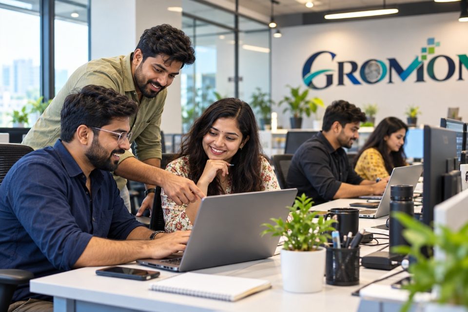Gromon Engineering Team Collaborating in Office
